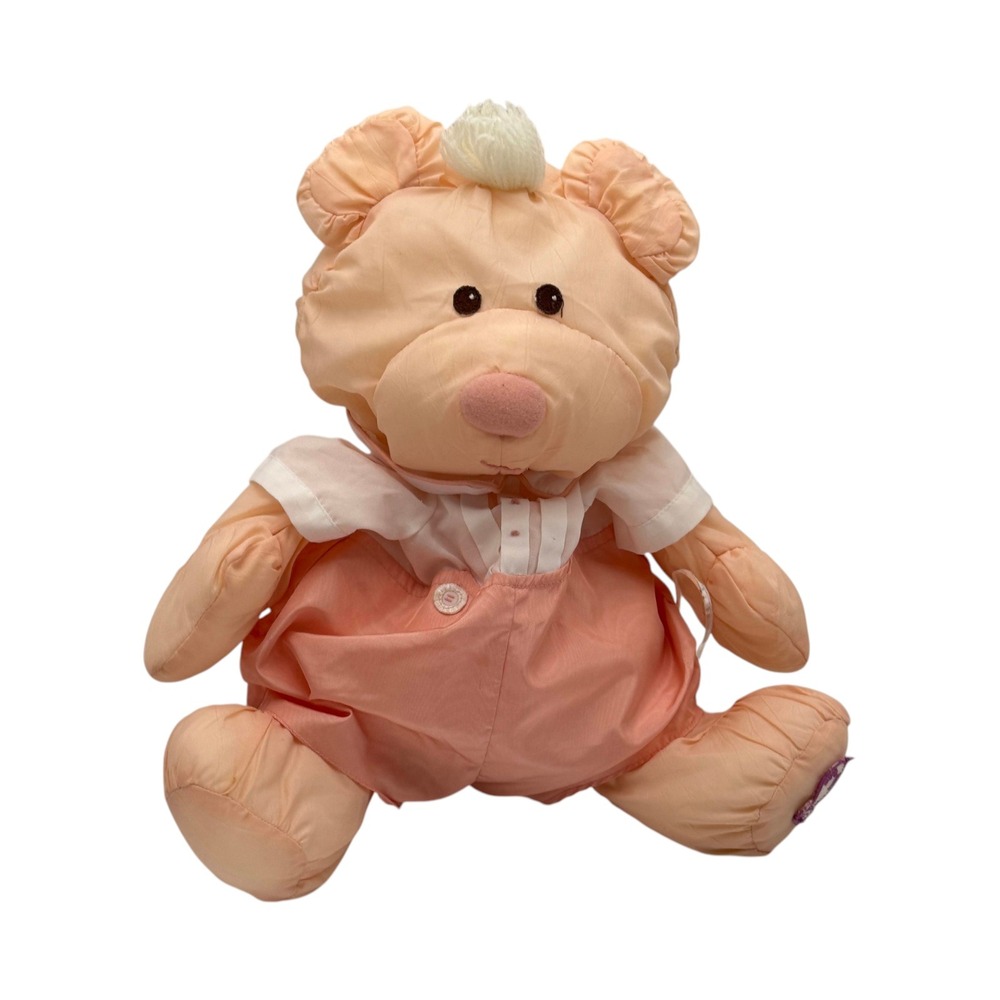 Fisher-Price Puffalump Bear Peach Nylon Plush Vintage Toy 1986